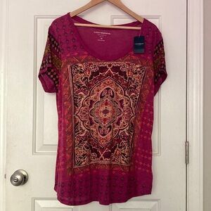 NWT Lucky Brand Fuchsia Patterned Top/T-Shirt